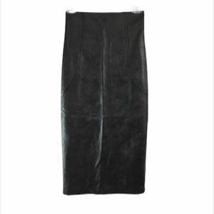 Comme USA Vegan Leather Pencil Black Skirt